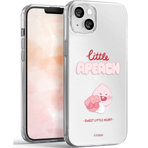 더블유아이 아이폰14 플러스 리틀카카오프렌즈 스윗 리틀 하트 클리어 젤리 케이스
