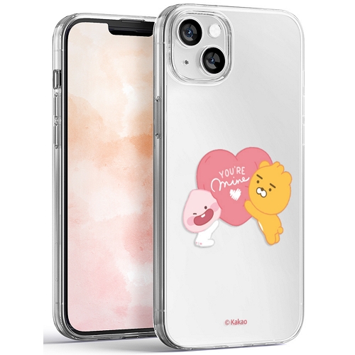 더블유아이 아이폰14 플러스 리틀카카오프렌즈 스윗 리틀 하트 클리어 젤리 케이스_이미지
