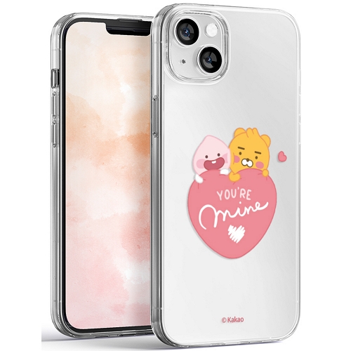 더블유아이 아이폰14 플러스 리틀카카오프렌즈 스윗 리틀 하트 클리어 젤리 케이스_이미지