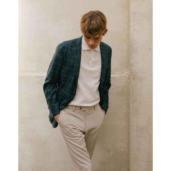 체크 울 혼방 클래식 자켓 MAJA1B271E2