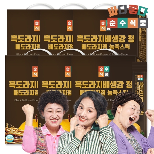 순수식품 흑도라지 배 생강청 스틱 10ml 100포 (6개)