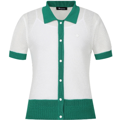 레노마 레노마골프 스카시 조직 배색 카라 반팔 니트 가디건 RWSCM6201 (200, 크림)