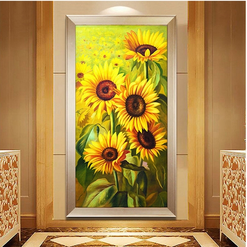 [불명] 해바라기 세로형 3D 보석십자수 (60x110)_이미지