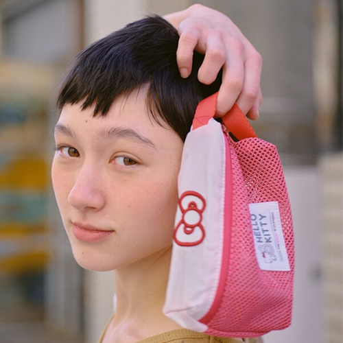 메쉬 파우치 스몰 헬로키티 레드 화이트 323914