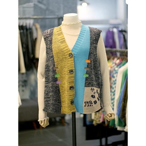 세이브존03 뒷트임 컬러풀 니트 베스트 조끼 AGMM1 S42927492