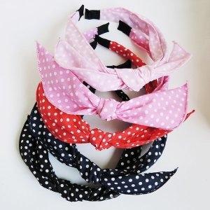 Myacc 와이어 리본 헤어밴드 도트 밴드_이미지