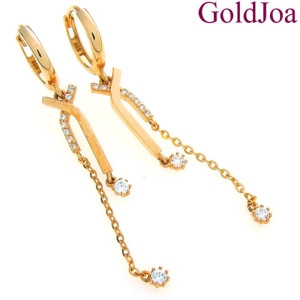 14k 럭셔리 세련된 롱 원터치 큐빅 14k귀걸이 lov-10926e