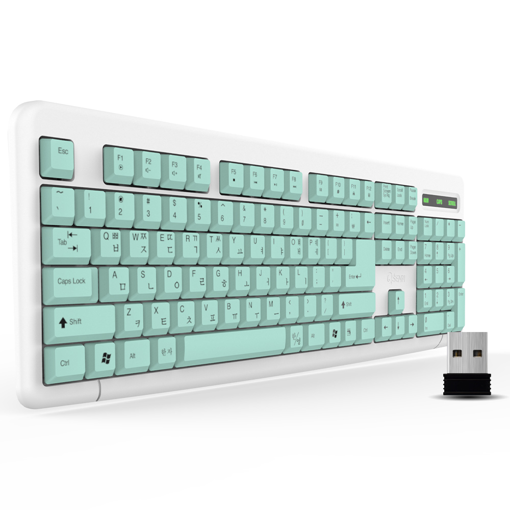 QSENN K1000 무선키보드 (민트, 키스킨 포함)_이미지