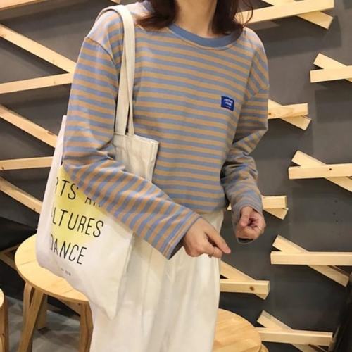 리더스 예쁜 색감 줄무늬 단가라 티셔츠 긴팔 코디 12898055A