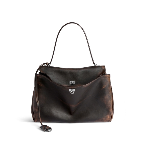 발렌시아가 남자 로데오 핸드백 라지 브라운 7897442ABWZ9862