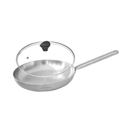 한일스텐레스 에테르 무연마제 IH 통5중 304 스텐 프라이팬 (28cm+유리뚜껑)_이미지