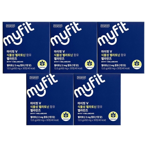 동국제약 마이핏 V 식물성 멜라토닌 멜라민즈 450mg 30정 (5개)_이미지
