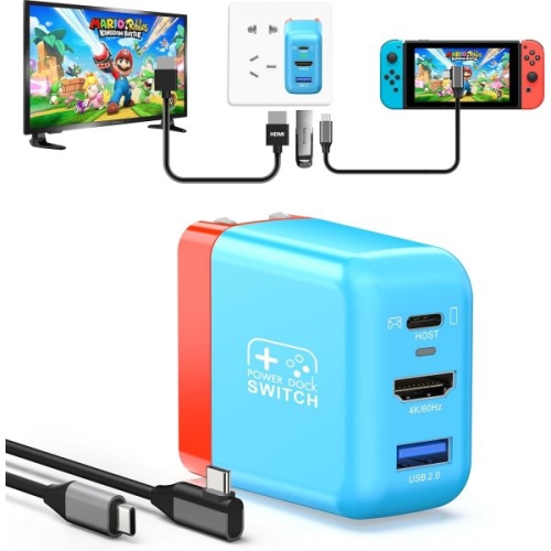 RREAKA 휴대용 스위치 도크 충전기 스위치OLED용 4K60Hz HDMIUSB2.0PD USBC 고속 충전 포트와 4피트