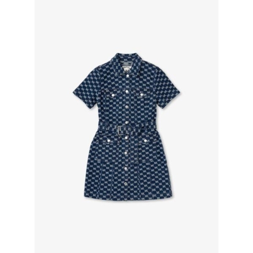 마이클코어스 로고 데님 자카드 미니 원피스 JF582OLJGW3503