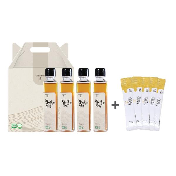  농업회사법인새싹 참기름의 정석 국산 참기름 세트 150ml x 4개 + 스틱 들기름 5개 [1개]