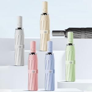 포유렐라 태풍 폭풍우 전용 튼튼한 32살대 암막 접이식 3단 자동 우산_이미지