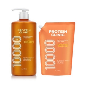 LG생활건강 엘라스틴 프로틴클리닉 10000 단백질 고영양 샴푸 플로럴머스크향 1000ml + 리필 900ml