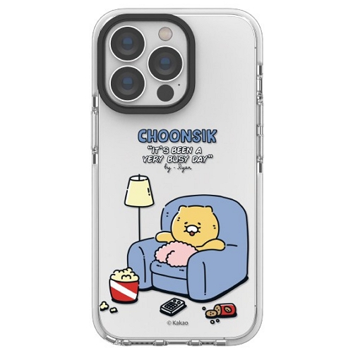 아이콘스 카카오프렌즈 아이폰13 프로 맥스 춘식이 카툰 하루 투명 라인케이스_이미지