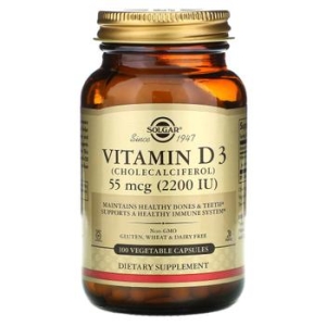 Solgar Vitamin D3 Cholecalciferol 솔가 비타민D3 콜레칼시페롤 55mcg 2200IU  100베..