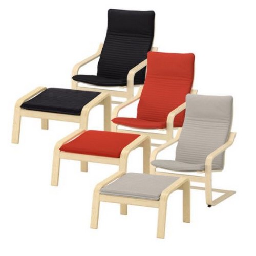 이케아 POANG 패브릭 안락의자 1인용 (스툴포함)_이미지