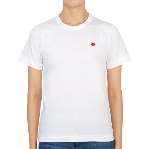  꼼데가르송 여성 미니 레드 하트 와펜 패치 티셔츠 AZ-T199-051-2