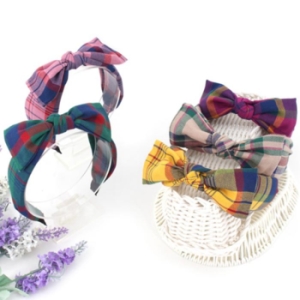 아랑로랑 캘리체크 반다나 리본 헤어밴드_주니어,성 11097573