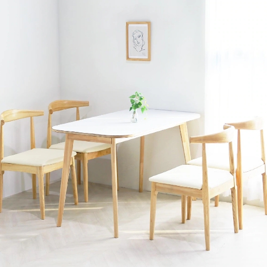 일루일루 포포 쿠션 스퀘어 HPL 라미네이트 원목 식탁 1200 (의자4개)_이미지