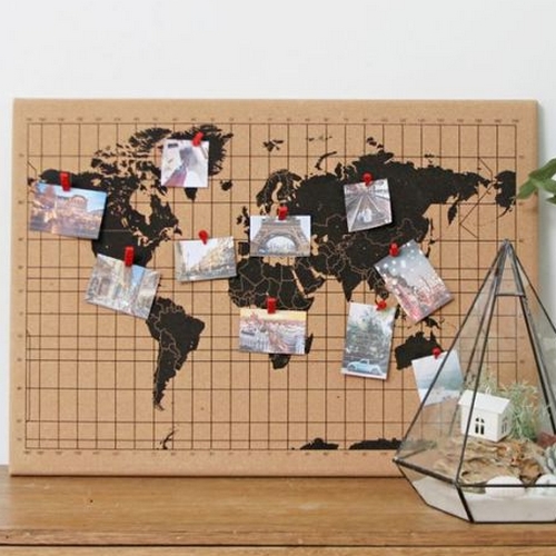 디자인에버 프레임 코르크 세계지도 월드맵 메모판 (50x70cm)