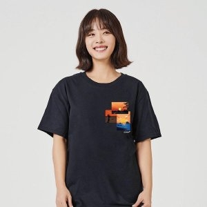 태양 헤돋이 노을 그래픽 캐쥬얼 반팔티 W7B242E