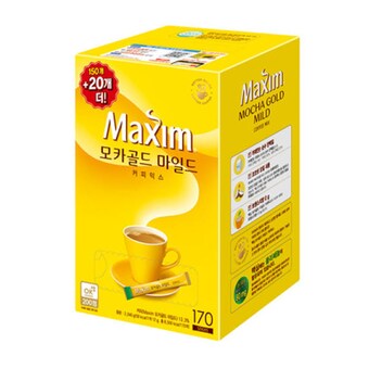 동서식품 <b>맥심</b> <b>모카</b><b>골드</b> 마일드 커피믹스 스틱 170개입