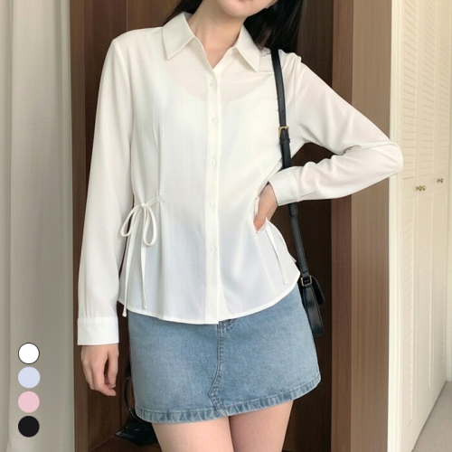 올리비에스클로젯 사이드 스트랩 카라 블라우스_O2602BL017A_이미지