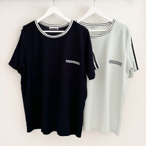 모스트 빅사이즈사랑해요 S230L407 배색단추반팔티 BS