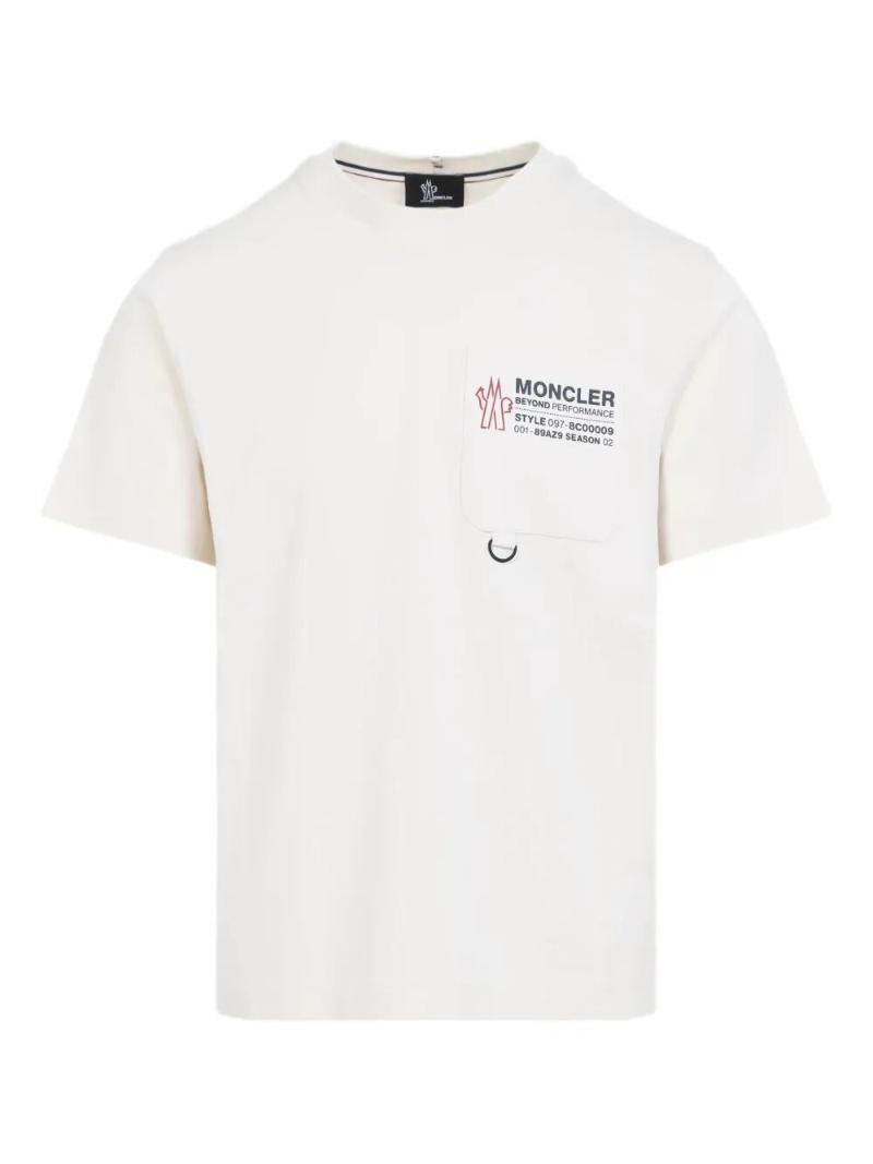 몽클레르 COTTON T SHIRT WITH EMBOSSED LOGO GRENOBLE bianco K20978C00009/89AZ9..