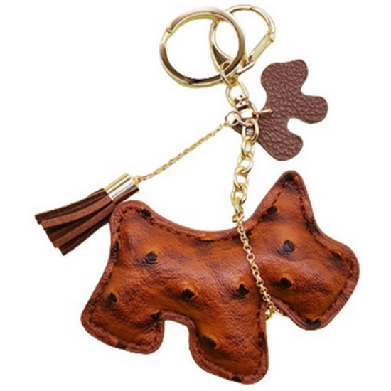블라제스 타조무늬 강아지 펜던트 키링 (브라운)_이미지