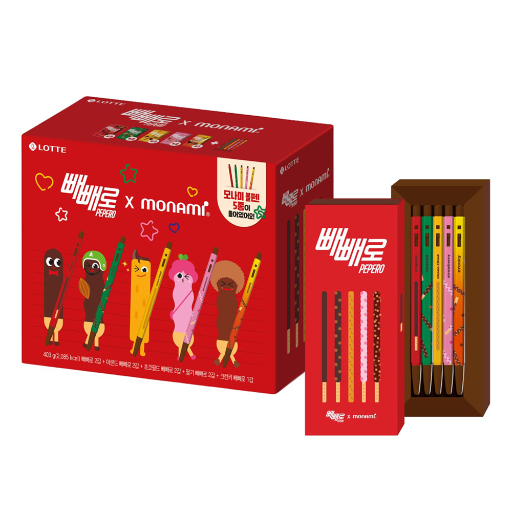 롯데제과 빼빼로 X 모나미 콜라보 403g (9갑+모나미볼펜5개)