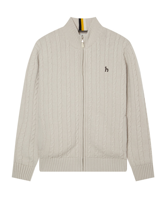 헤지스 남성 울 케이블 집업 가디건 HZSW3D327I1
