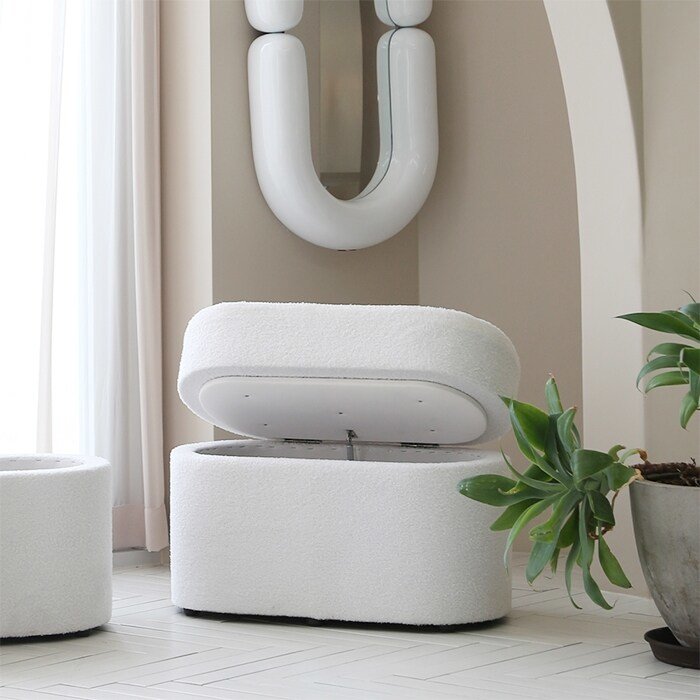 퍼피노 부클레 타원 수납 협탁 스툴 대