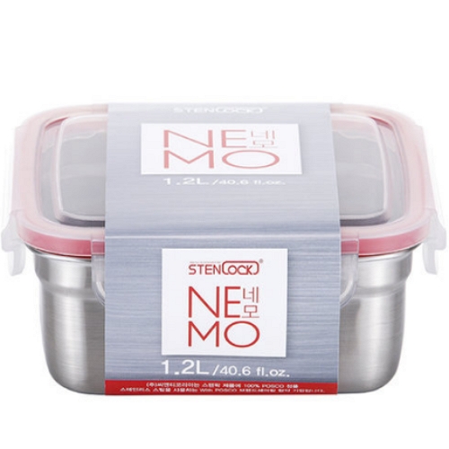 씨엔티코리아 스텐락 네모 정사각 10호 1200ml (1개)