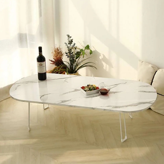 동서가구 켈리모 타원 접이식 좌식 거실 테이블 (119x59cm)_이미지