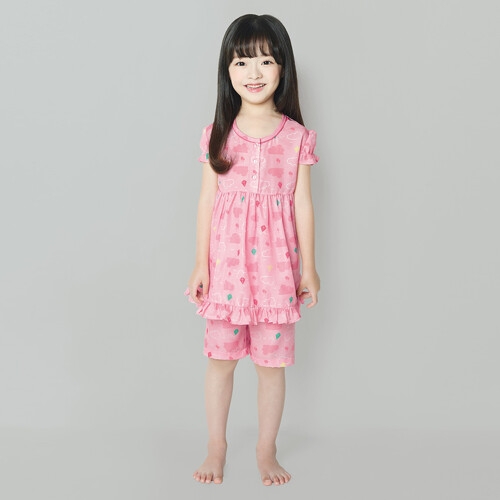 BYC 레이온 여아동 반팔 여름 잠옷 상하 세트  BTR7329 __이미지