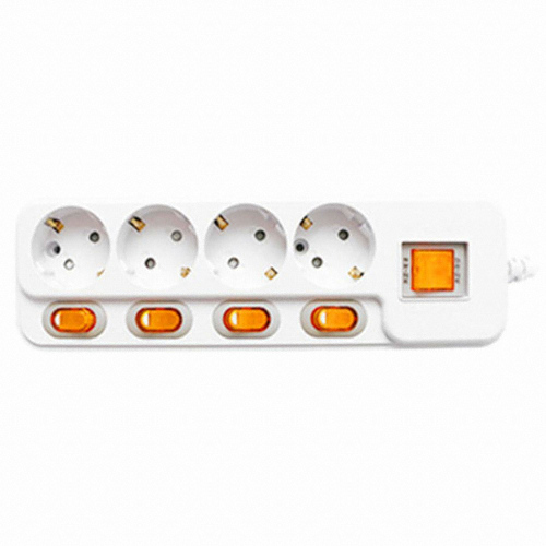 현대일렉트릭 4구 16A 메인 개별스위치 멀티탭 (1.5m)_이미지