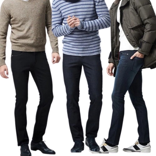 남성 플리스 데님 본딩 기모팬츠 3종택1