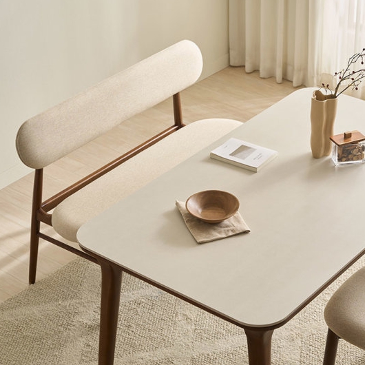 삼익가구 나폴리 포세린 세라믹 원목 식탁 1800 (벤치2개)_이미지