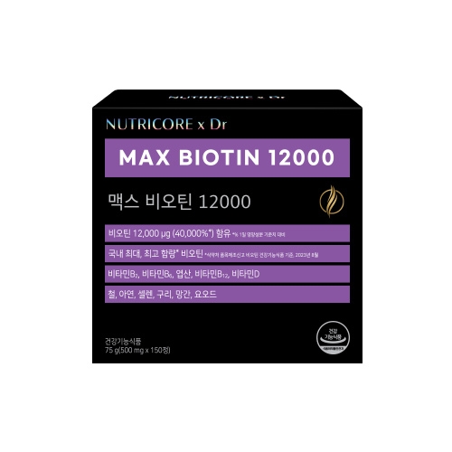 뉴트리코어 맥스 비오틴 12000 500mg 30정 (5개)_이미지