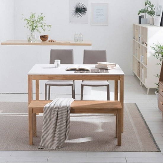 리바트 뉴시나몬 원목 식탁 1200 (토핑체어2개+벤치1개)_이미지