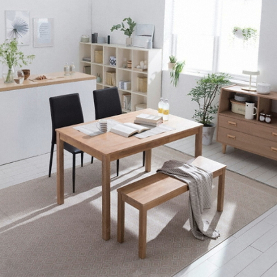 리바트 뉴시나몬 원목 식탁 1200 (토핑체어2개+벤치1개)_이미지