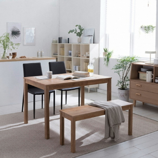 리바트 뉴시나몬 원목 식탁 1200 (토핑체어2개+벤치1개)_이미지