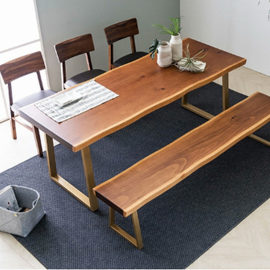 라자가구 캘리 우드슬랩 통원목 식탁 1400