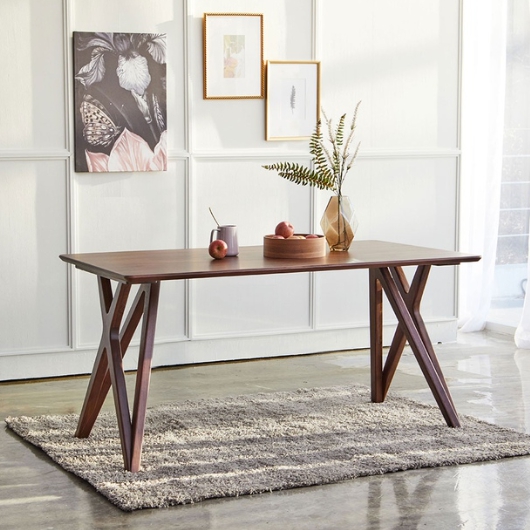 스코나 레이든 호두나무 월넛 원목 식탁 1500 (의자2개+벤치1개)_이미지