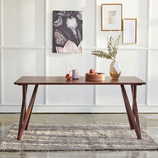 스코나 레이든 호두나무 월넛 원목 식탁 1500 (의자2개+벤치1개)_이미지